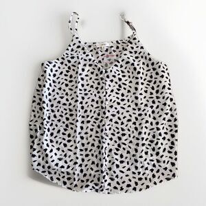 Mine Blouse Shirt Tank Black And White Medium  Button‎ White Loose Fit Top
